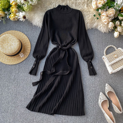 Κομψό γυναικείο φόρεμα με ζώνη και κολάρο σε διάφορα χρώματα