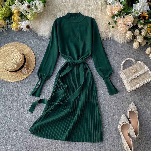 Κομψό γυναικείο φόρεμα με ζώνη και κολάρο  σε διάφορα χρώματα