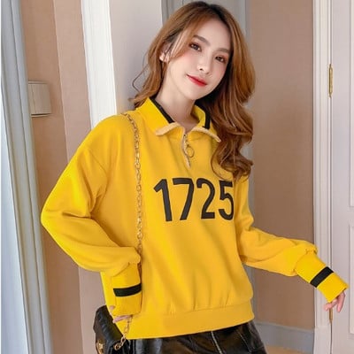 Νέο μοντέλο γυναικεία μπλούζα με μεγάλο κολάρο  φερμουάρ και εκτύπωση σε πράσινο, πορτοκαλί και κίτρινο χρώμα