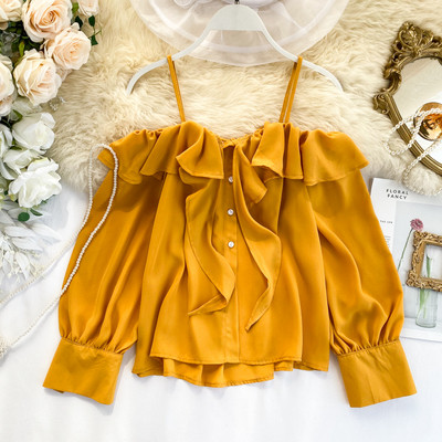 Camasa casual dama cu nasturi si umerii goi in mai multe culori