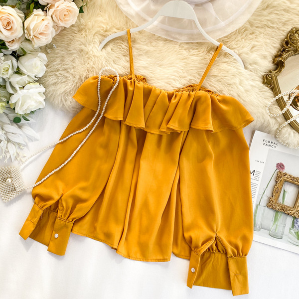 Camasa casual dama cu nasturi si umerii goi in mai multe culori