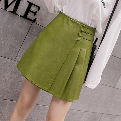 Modern női szoknya ökobőrből zöld, bézs és fekete színekben