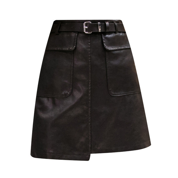 Új modell modern női rövid szoknya öko bőrből zöld, fehér, rózsaszín és fekete színekben