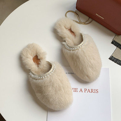 Γυναικείες παντόφλες με πέρλες σε δύο χρώματα