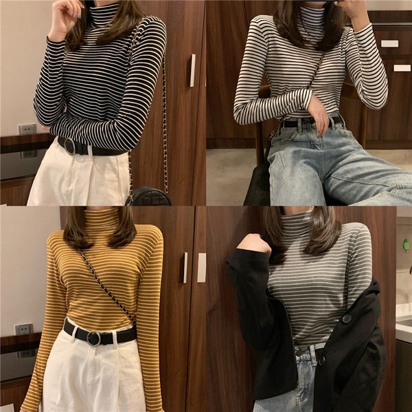 Bluza de dama in dungi cu guler polo in mai multe culori