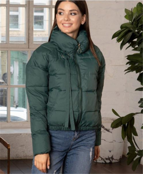 Jachetă scurtă de damă modernă cu guler înalt și fermoar în patru culori