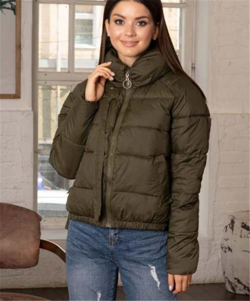 Jachetă scurtă de damă modernă cu guler înalt și fermoar în patru culori