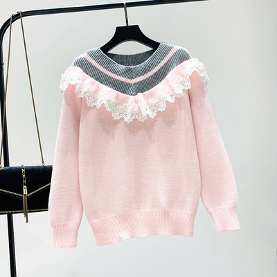 Νέο μοντέλο γυναικείο πουλόβερ γυναικών με δαντέλα σε μαύρο, μπλε, κόκκινο και ροζ χρώμα