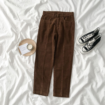 Pantaloni moderni de dama din catifea cu talie inalta in trei culori