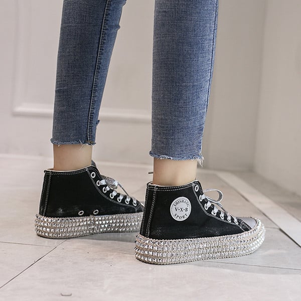 Γυναικεία αθλητικά πάνινα παπούτσια με πέτρες και ζωική τύπωμα