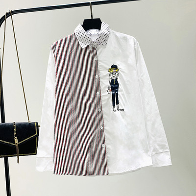 Új modell modern női ing hímzéssel és klasszikus gallérral