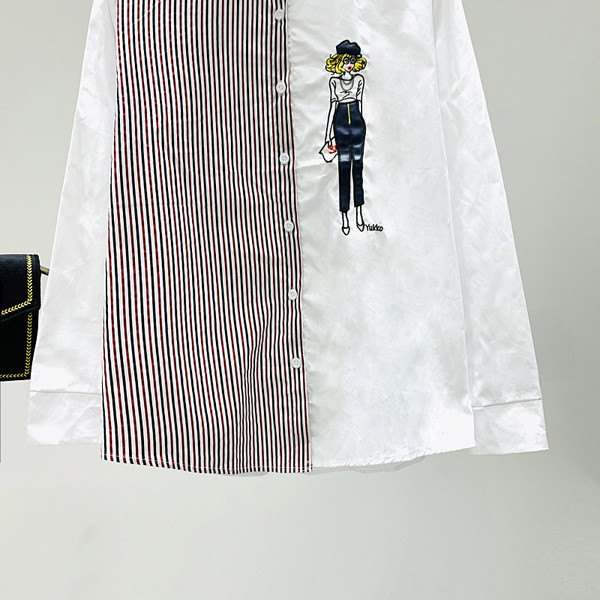 Új modell modern női ing hímzéssel és klasszikus gallérral