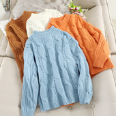 Μοντέρνο γυναικείο πουλόβερ με στρογγυλη λαιμόκοψη σε τέσσερα χρώματα