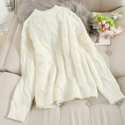 Μοντέρνο γυναικείο πουλόβερ με στρογγυλη λαιμόκοψη σε τέσσερα χρώματα