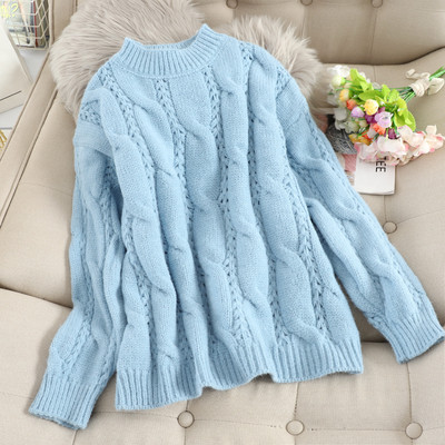 Μοντέρνο γυναικείο πουλόβερ με στρογγυλη λαιμόκοψη σε τέσσερα χρώματα