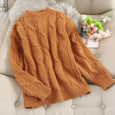 Μοντέρνο γυναικείο πουλόβερ με στρογγυλη λαιμόκοψη σε τέσσερα χρώματα