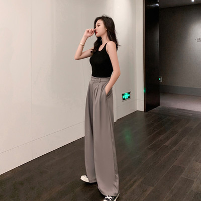 Női hosszú és széles nadrág magas derékkal, szürke és fekete színben