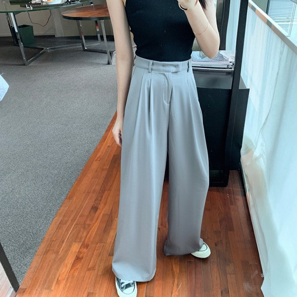 Női hosszú és széles nadrág magas derékkal, szürke és fekete színben