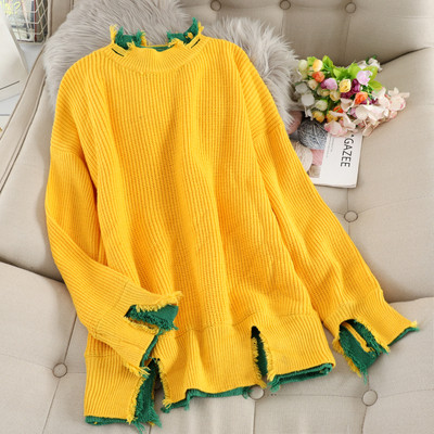 Μοντέρνο γυναικείο πουλόβερ τμε στρογγυλό ντεκολτέ σε διάφορα χρώματα