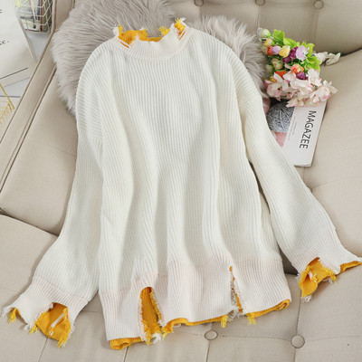 Μοντέρνο γυναικείο πουλόβερ τμε στρογγυλό ντεκολτέ σε διάφορα χρώματα