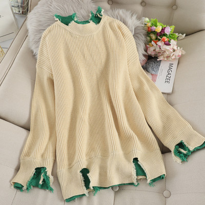 Μοντέρνο γυναικείο πουλόβερ τμε στρογγυλό ντεκολτέ σε διάφορα χρώματα