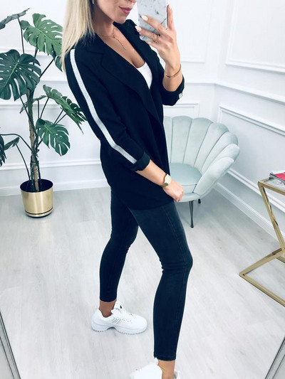 Alkalmi női hosszú kardigán, kapocs nélkül, fekete színben