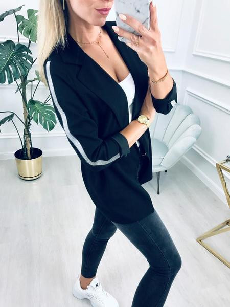 Alkalmi női hosszú kardigán, kapocs nélkül, fekete színben