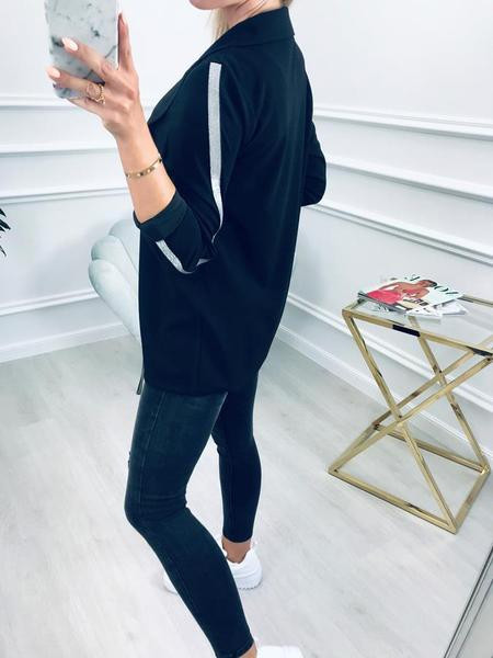 Alkalmi női hosszú kardigán, kapocs nélkül, fekete színben