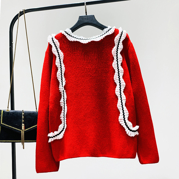 Vesta moderna de dama cu nasturi in negru, rosu si verde