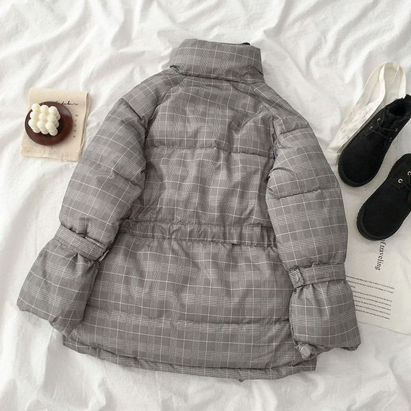 Jachetă de damă modernă cu șireturi și guler înalt, de culoare gri