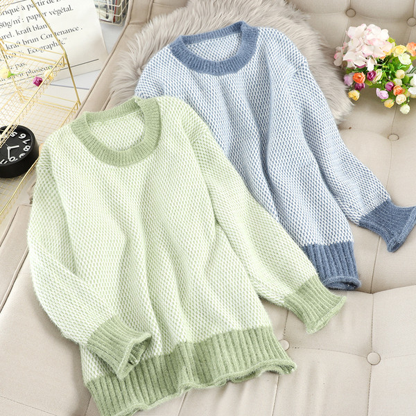 Modern női pulóver kerek nyakkivágással, négy színben