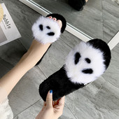 Papuci de casă pentru femei în alb și negru