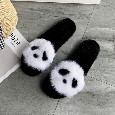 Papuci de casă pentru femei în alb și negru