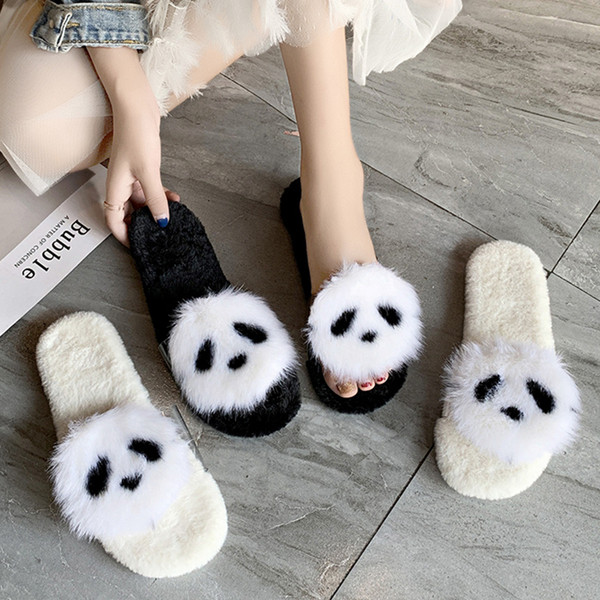 Papuci de casă pentru femei în alb și negru