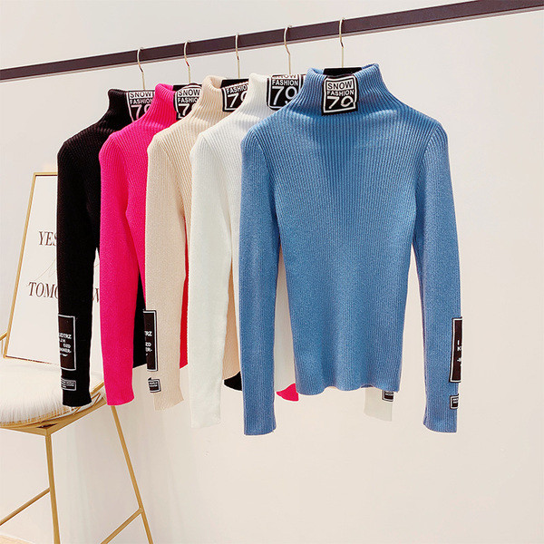Modern női pulóver magas gallérral több színben