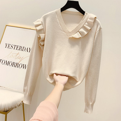 Μοντέρνο γυναικείο πουλόβερ με λαιμόκοψη σε τέσσερα χρώματα