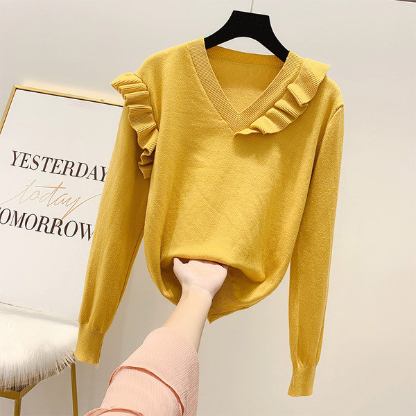 Μοντέρνο γυναικείο πουλόβερ με λαιμόκοψη σε τέσσερα χρώματα