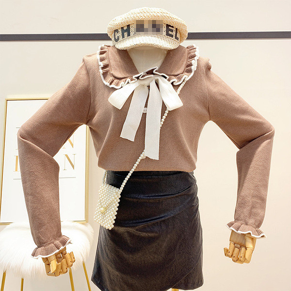 Μοντέρνο  γυναικείο πουλόβερ γυναικών με κορδέλα σε διάφορα χρώματα