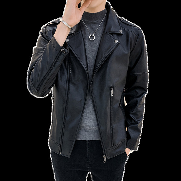 Μοντέρνο ανδρικό έκο δερμάτινο μπουφάν με τσέπες σε τρία χρώματα