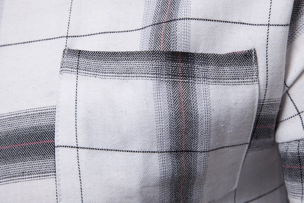 Alkalmi férfi kockás ing klasszikus gallérral és zsebbel fehér és fekete színben