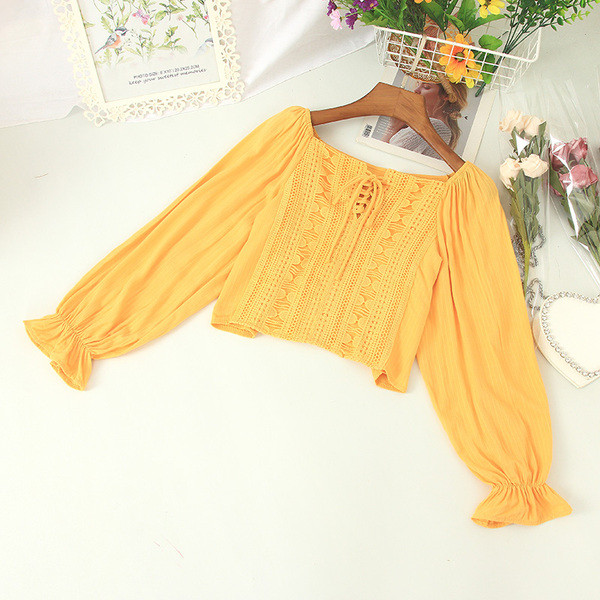 Bluza de dama moderna cu cravate si broderie in mai multe culori