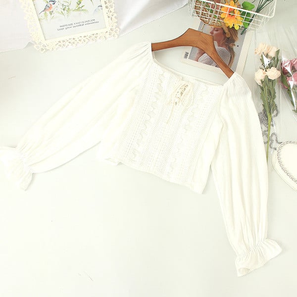 Bluza de dama moderna cu cravate si broderie in mai multe culori