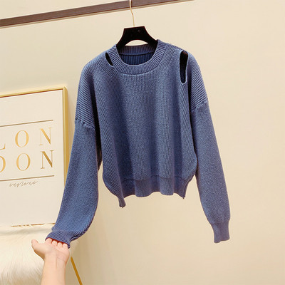 Modern női pulóver kerek nyakkivágással, négy színben