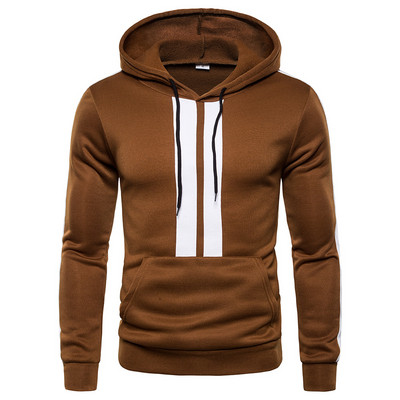 Μοντέρνο ανδρικό φούτερ με κουκούλα με γκρι, καφέ και μαύρο χρώμα