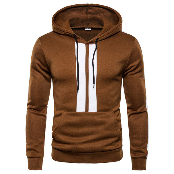 Μοντέρνο ανδρικό φούτερ με κουκούλα με γκρι, καφέ και μαύρο χρώμα