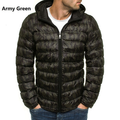 Casual χειμωνιάτικο ανδρικό μπουφάν με κουκούλα και φερμουάρ σε τρία χρώματα