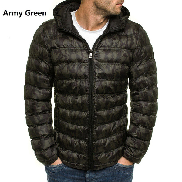 Casual χειμωνιάτικο ανδρικό μπουφάν με κουκούλα και φερμουάρ σε τρία χρώματα