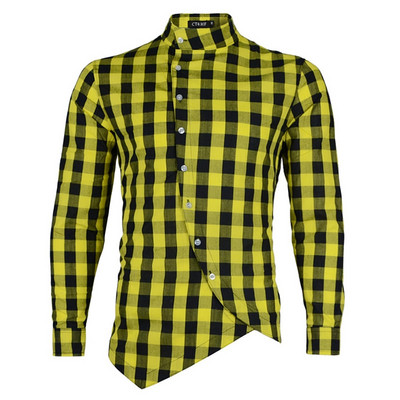 ÚJ modell férfi kockás ing aszimmetrikus rögzítéssel és klasszikus gallérral három színben