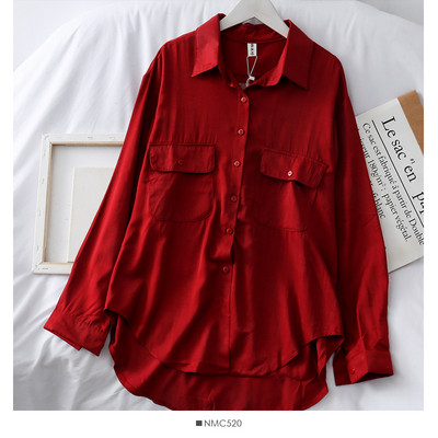 Μοντέρνο γυναικείο πουκάμισο με κουμπιά και κλασικό γιακά σε διάφορα χρώματα