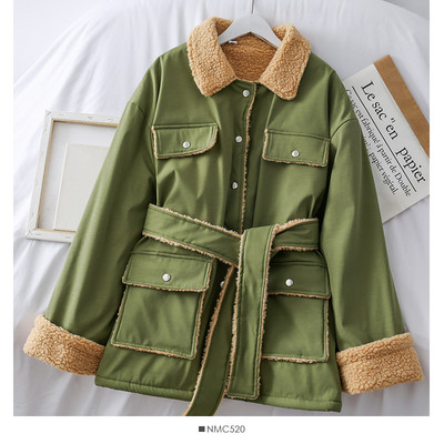 Palton de dama modern cu curea si nasturi in trei culori